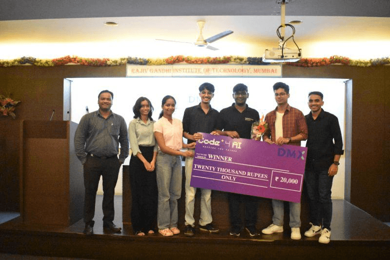 Code4AI hackathon winner presentation at Rajiv Gandhi Institute of Technology, Mumbai