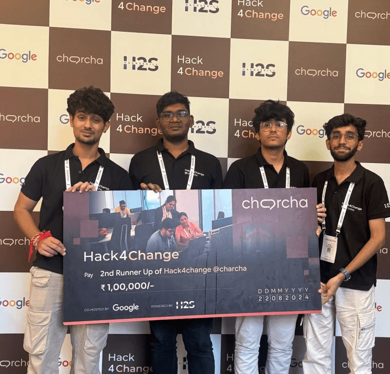 Hack4Change at Charcha award ceremony co-hosted by Google